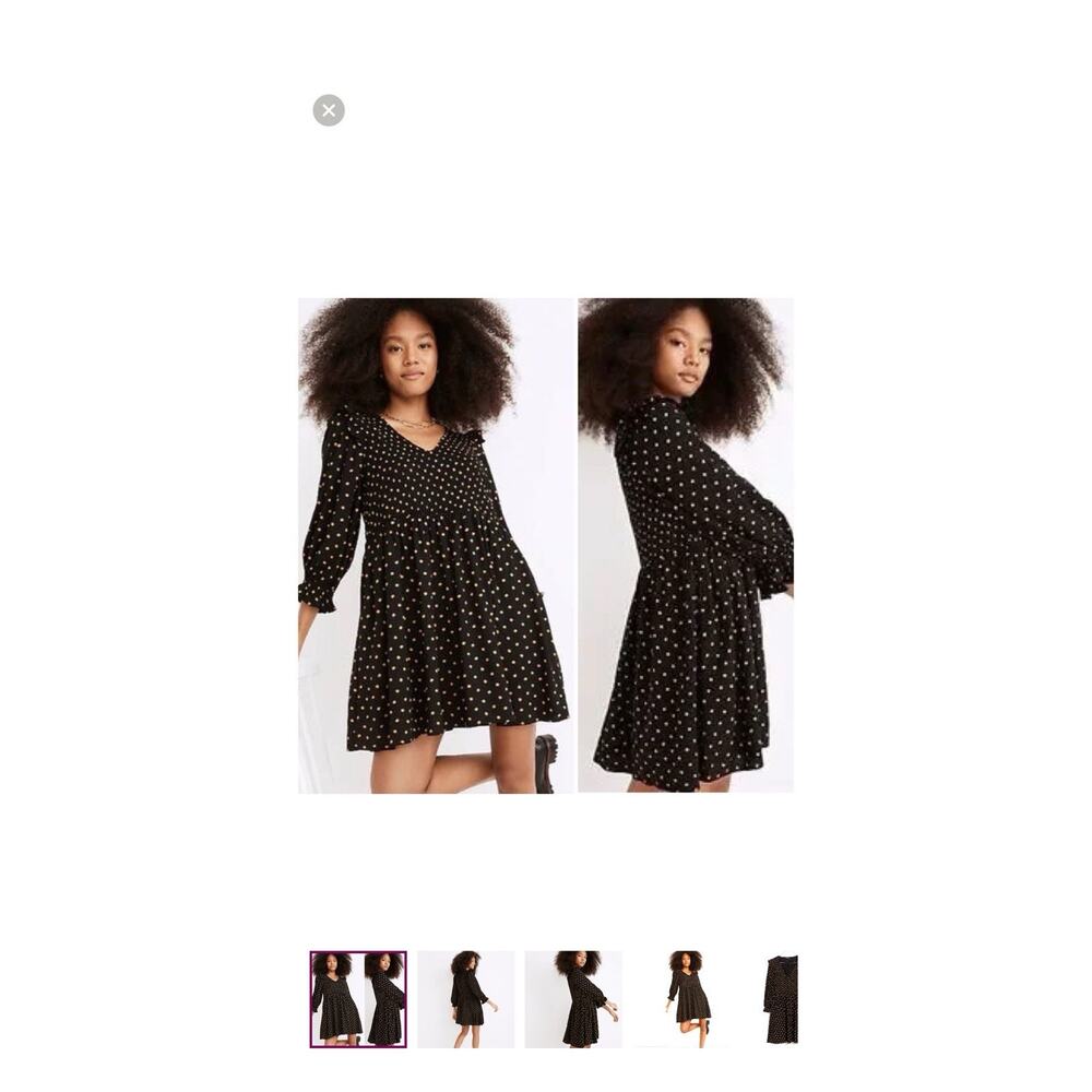 Madewell Womens Dress Size S Lucie V Neck Smocked Mini in Oval Dot ND043